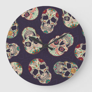Relógio Grande Dia de los Muertos Skulls