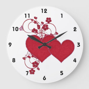 Relógio Grande Dia de os namorados Design de de Dois Corações Ver