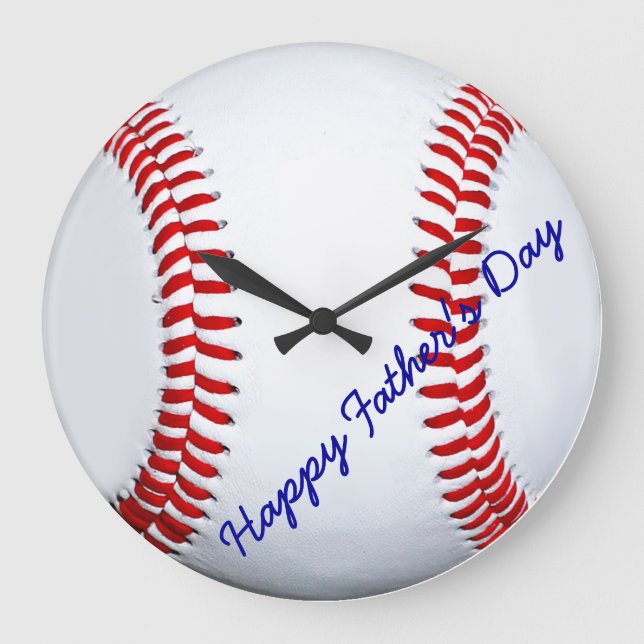 Relógio Grande Dia de os pais Feliz Baseball Large Wall Clock (Frente)