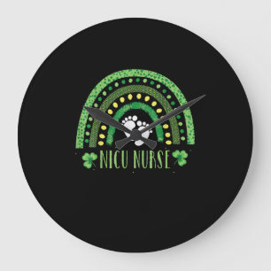 Relógio Grande Dia de São Patrício T- Enfermeiro Cute Leopardo Ra