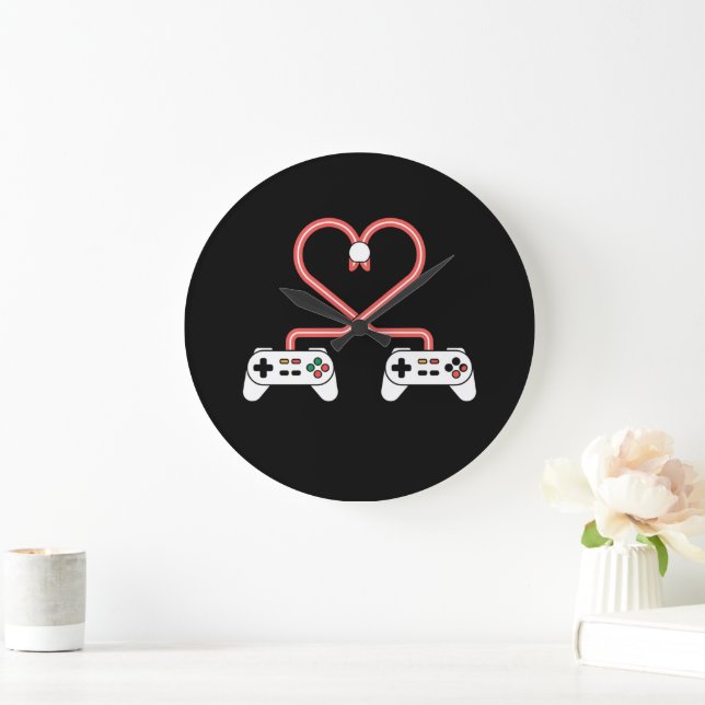 Relógio Grande Dia dos Namorados de Video Game com Controles em F (Lar)