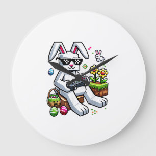 Relógio Grande Dia Feliz da Páscoa Coelho Ovo Vídeo Game Crianças