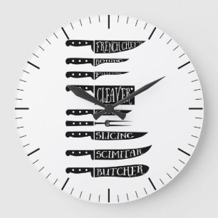 Relógio Grande Diagrama do açougueiro carne corta facas de cozin