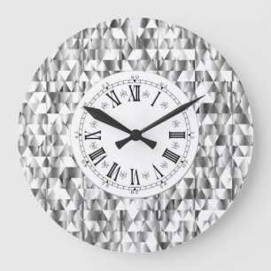 Relógio Grande Diamante parece falso prata brilho numérico romano