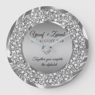Relógio Grande Diamantes & presente de casamento de prata