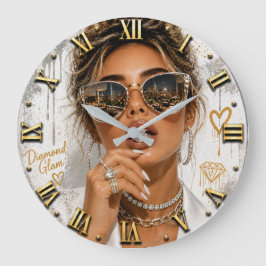 Relógio Grande Diamond Glam Luxury Glamorous Woman Portrait