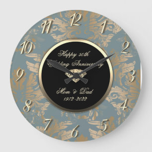 Relógio Grande Diamond Vintage Damask 50º Aniversário de Casament