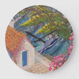 Relógio Grande Dias feriados gregos azul e rosa