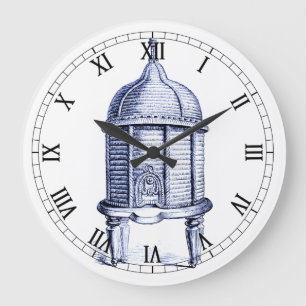 Relógio Grande Dica Azul Da Colmeia Da Vintage