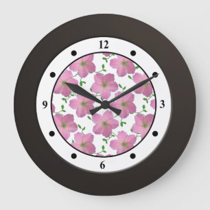 Relógio Grande Dígitos modernos da flor cor-de-rosa floral do