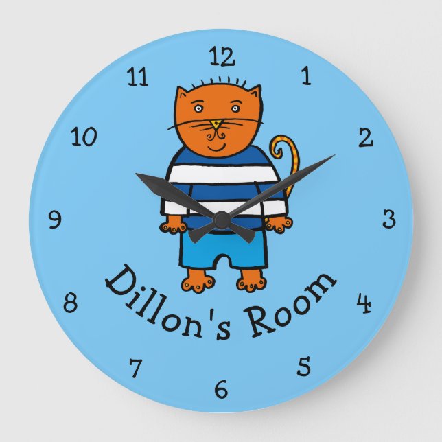 Relógio Grande Dillon o Gato Personalizado (Frente)