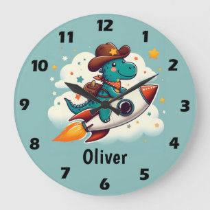 Relógio Grande Dino Cowboy pilotando uma espaçonave