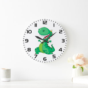Relógio Grande Dinosaur Cartoon Engraçado Rugindo T-Rex