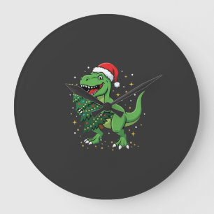 Relógio Grande Dinossauro de Natal Papai Noel T Rex