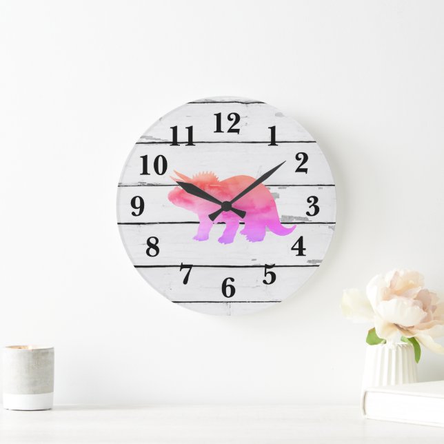 Relógio Grande Dinossauro Tricerátops Decora Turplap Russo (Lar)