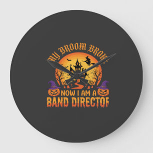 Relógio Grande Diretor de Banda de Halloween Vassoura de Bruxa Ca