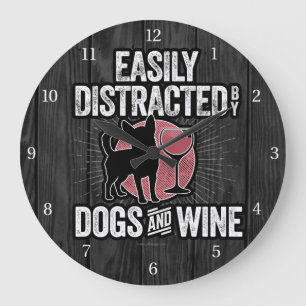 Relógio Grande Distração fácil de cães e vinhos