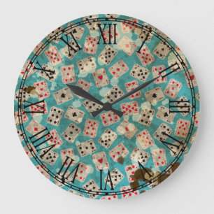 Relógio Grande Distressed Wonderland Alice Pattern