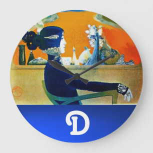 RELÓGIO GRANDE DIVA EM AZUL, MONOGRAMA DE FASHION BELEZA