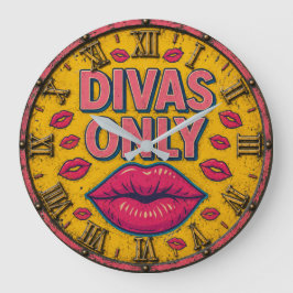 Relógio Grande Divas Only Glam Makeup Room Pink Lips Beauty