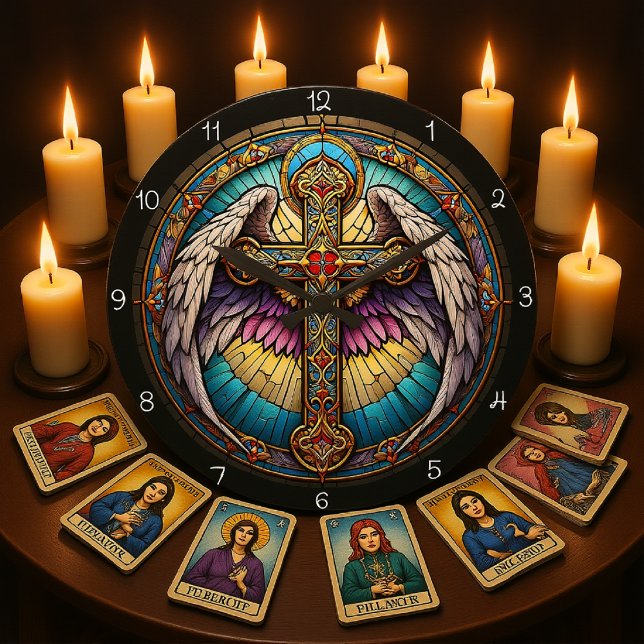 Relógio Grande Divine Winged Cross (Criador carregado)