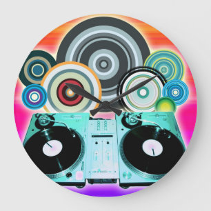 Relógio Grande DJ Turntable com Vinil - Pop Art