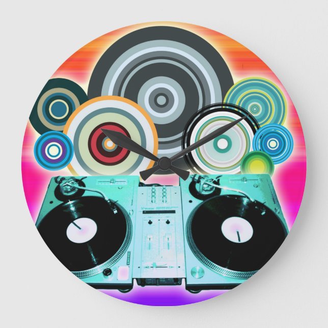 Relógio Grande DJ Turntable com Vinil - Pop Art (Frente)