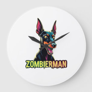 Relógio Grande Doberman Dobie Doby Dobermann Cachorro Zumbi Hallo
