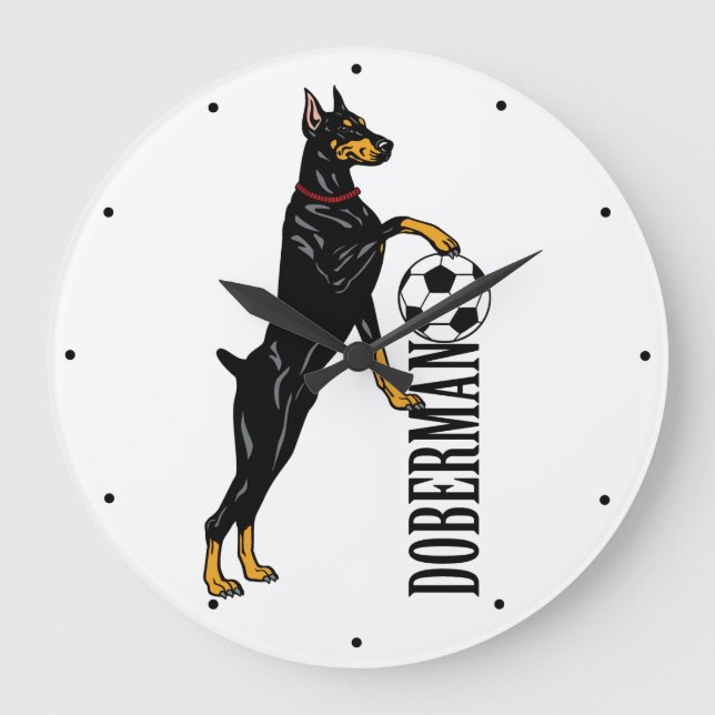 Relógio Grande Dobermann ou Doberman Pinscher Clock Grande (Frente)