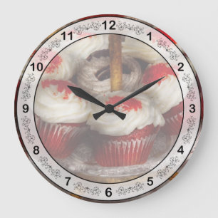 Relógio Grande Doce - Cupcake - cupcakes de veludo vermelho