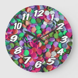 Relógio Grande Doces roxos cor-de-rosa verde numerados