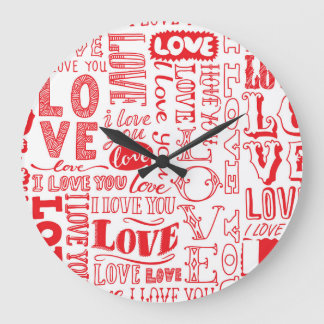 Relógio Grande Dodles De Amor Desenhados À Mão Em Segundo Plano