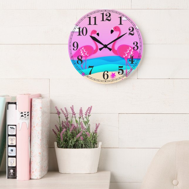 Relógio Grande Dois Flamingos Wall Clock (Criador carregado)