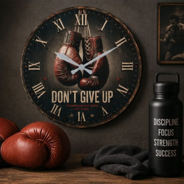 Relógio Grande Don't Give Up Boxing Gloves (Criador carregado)