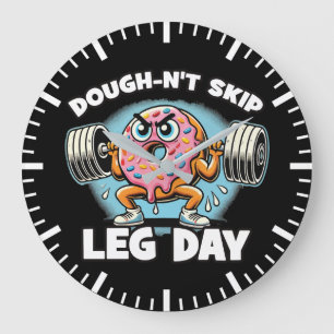 Relógio Grande Dough-n Skip leg Day - Engraçado ginásio de Rosqui