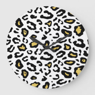 Relógio Grande Dourada impressão leopardo, padrão perfeito.