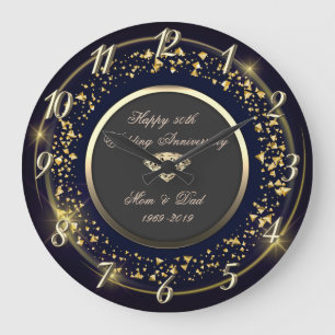 Relógio Grande Dourado Confetti, 50º Aniversário de Casamento Dia