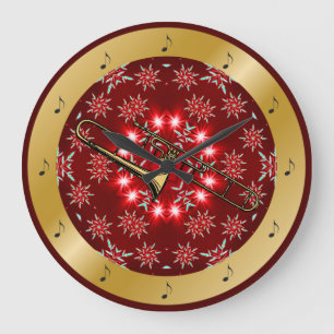 Relógio Grande ~ Dourado do Natal do ~ do ~ vermelho do ~ da