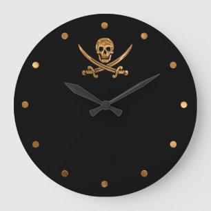 Relógio Grande Dourado Jolly Roger