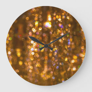 Relógio Grande Dourado Natal: Fundo Abstrato de desfocado