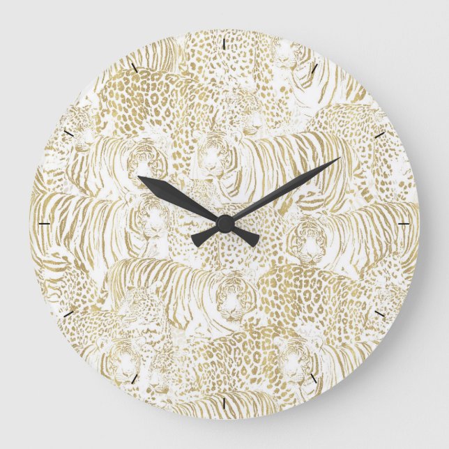 Relógio Grande Dourados animais de tigres-leopardo (Frente)
