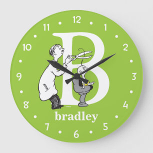 Relógio Grande Dr. Seuss's ABC: Letter B - White   Add Your Name