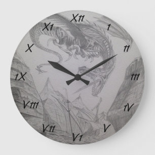 Relógio Grande Dragão de respiração do fogo que ataca o barco de