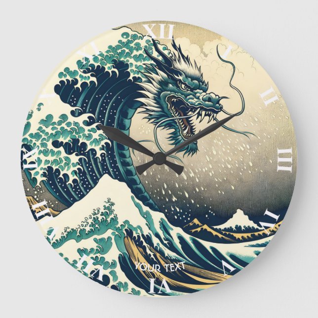 Relógio Grande Dragão Mítico Japonês Fantasy (Frente)