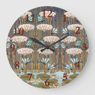 Relógio Grande Dragões Água Lírios Marsh Art Nouveau