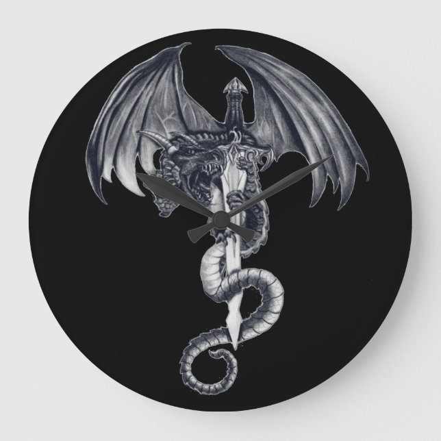 Relógio Grande Dragon & Sword Wall Clock (Frente)