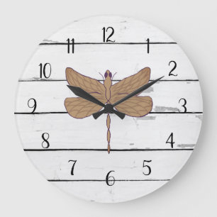 Relógio Grande Dragonfly Rustic Shiplap Farmhouse Decor