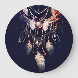 Relógio Grande Dreamcatcher, galhos, estilo boho, arte digital.