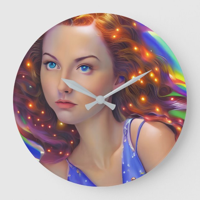 Relógio Grande DreamGirl com Luzes Arco-Íris (Frente)