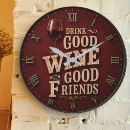 Relógio Grande Drink Good Wine with Good Friends